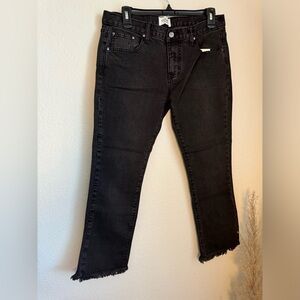 NWT- Evidant Anthropologie Black Hermosa Straight Legged Frayed Edges size 29
